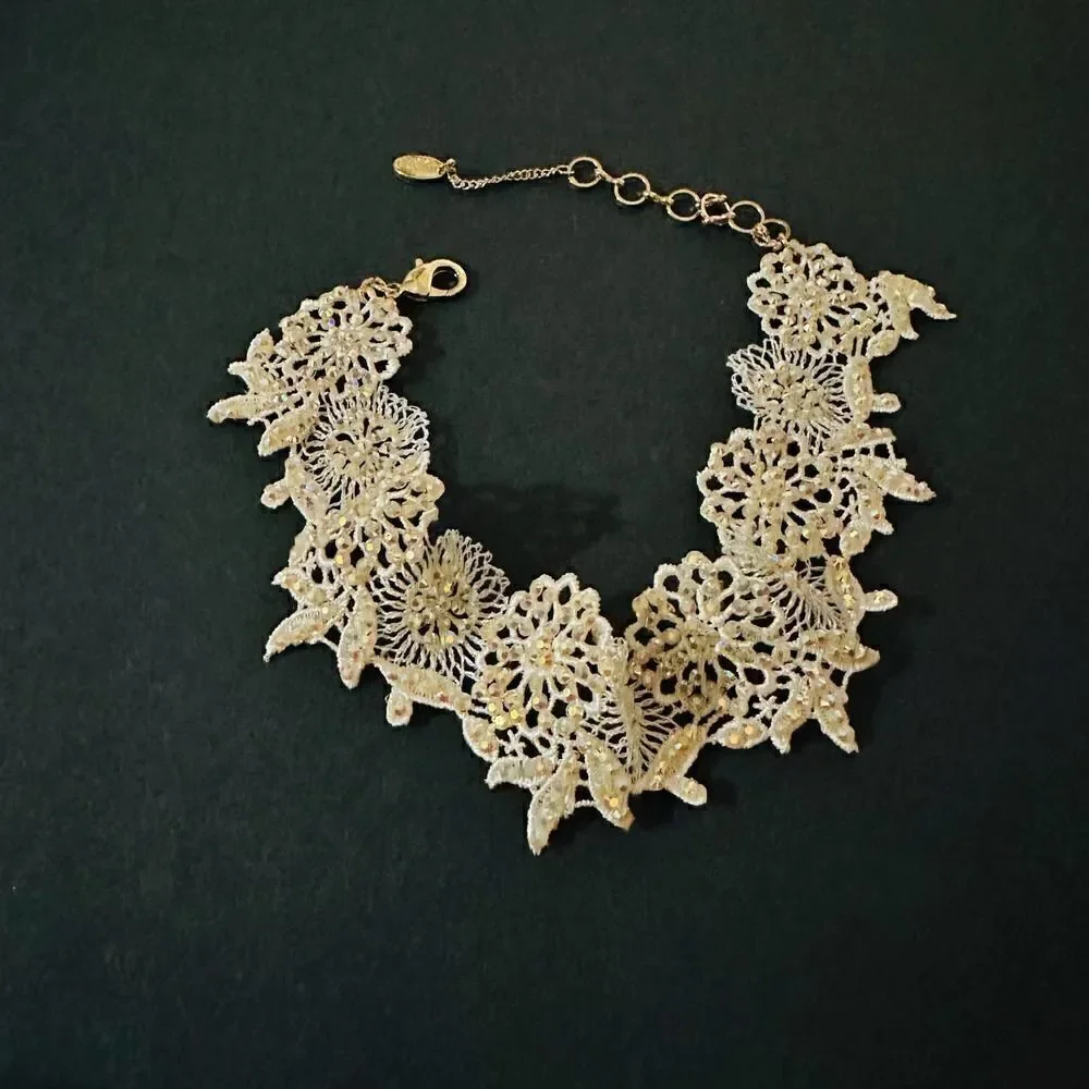 Gass Bead & Lace Ivory Choker Amrita Singh